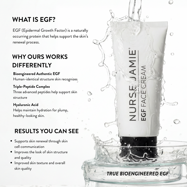 EGF Face Cream | True Bioengineered EGF, Peptides & Hyaluronic Acid