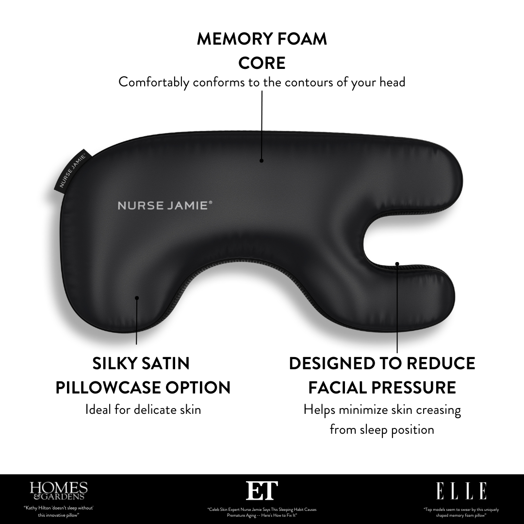 Beauty Bear® Memory Foam Skincare Pillow - Nurse Jamie - NJBD3749#color_silky-satin-black