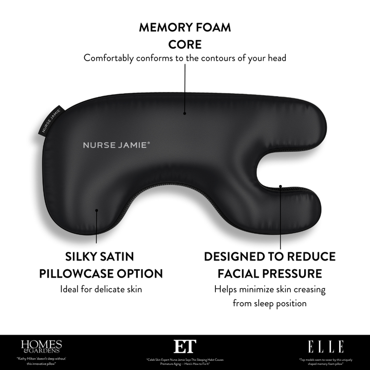 Beauty Bear® Memory Foam Skincare Pillow - Nurse Jamie - NJBD3749#color_silky-satin-black