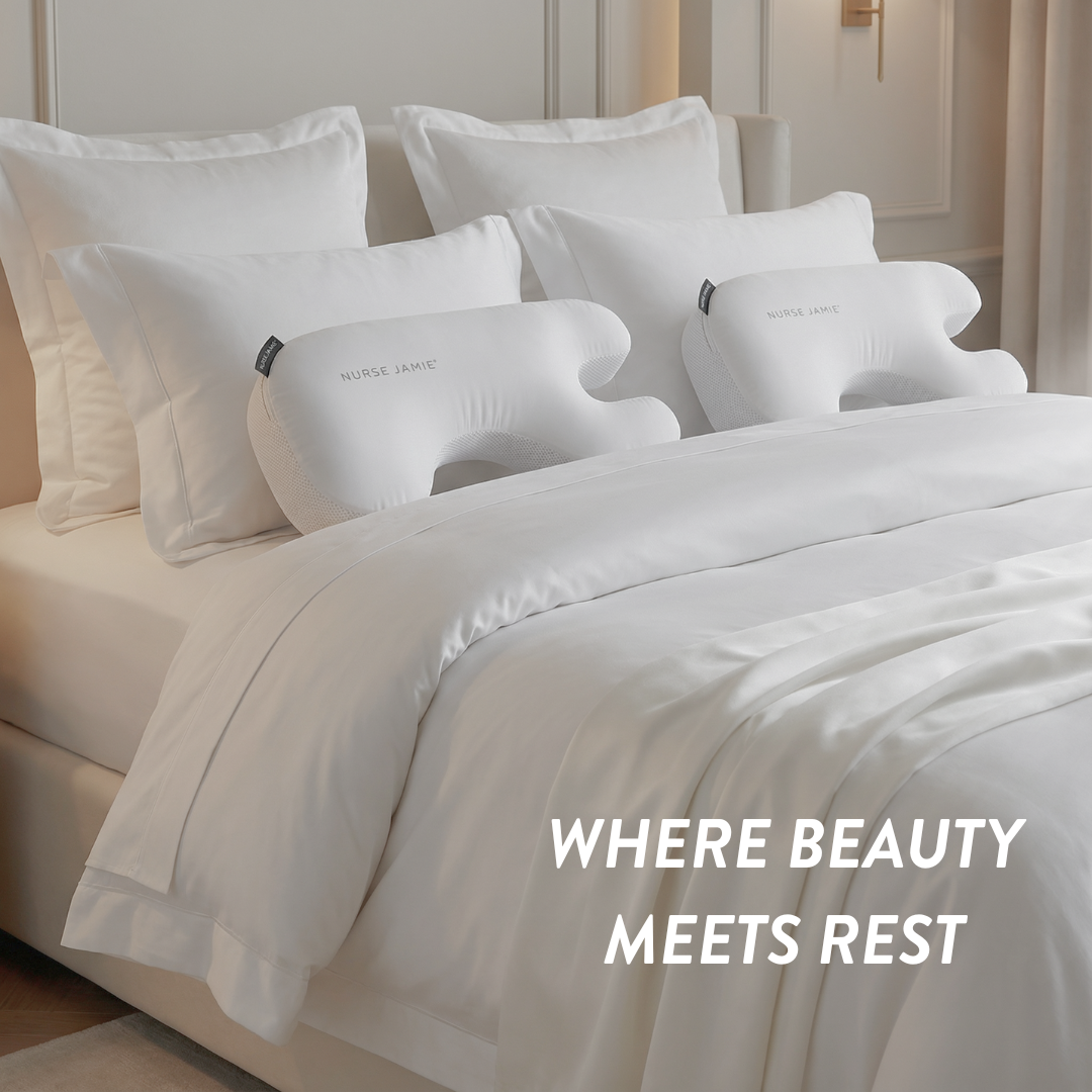 Beauty Bear® Memory Foam Skincare Pillow - Nurse Jamie - NJBD3756#color_silky-satin-white